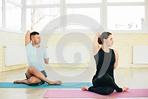 Atractive yoga couple