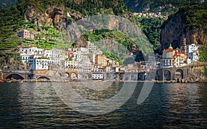 Atrani town at famous amalfi coast, Italy