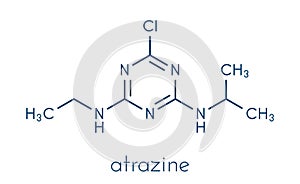 Atrazine broadleaf herbicide molecule. Skeletal formula