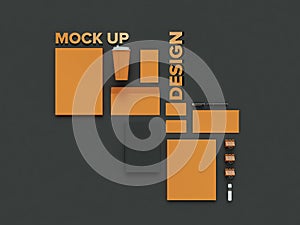 Atributes of web Designer on dark background. Top View. flat Lay. 3D rendering. High resolution.