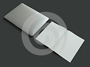 Atributes of web Designer on dark background. Top View. flat Lay. 3D rendering. High resolution.