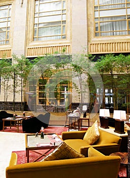 Atrium dining, luxury hotel