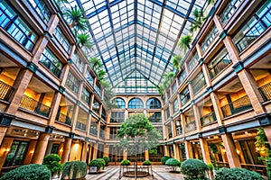 Atrium View Modern Architecture with Open Skylight photo