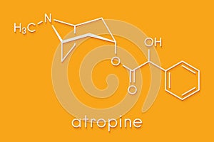 Atropine deadly nightshade Atropa belladonna alkaloid molecule. Medicinal drug and poison also found in Jimson weed Datura.