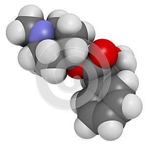 Atropine deadly nightshade (Atropa belladonna) alkaloid molecule. Medicinal drug and poison also found in Jimson weed (Datura photo