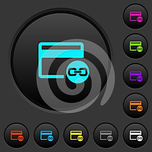 Attach credit card to account dark push buttons with color icons