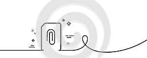 Attach Document line icon. File sign. Continuous line with curl. Vector