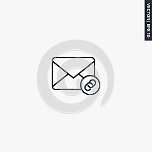 Attach envelope, linear style sign for mobile concept and web design