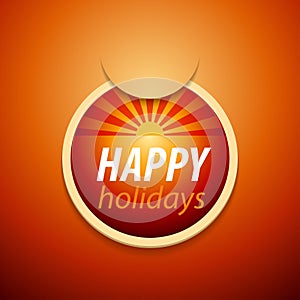 Attach happy holidays sticker. photo