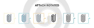 Attach rotated vector icon in 6 different modern styles. Black, two colored attach rotated icons designed in filled, outline, line