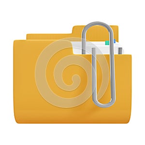 Attached Documents Folder Icon with Clipping Path, 3d rendering