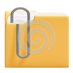 Attached Documents Folder Icon with Clipping Path, 3d rendering