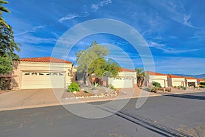 Attached garages in a subdivision at Tucson, Arizona