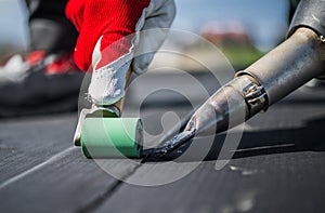 Attaching Pieces of EPDM Membrane Roofing Material Using Hot Air Blower