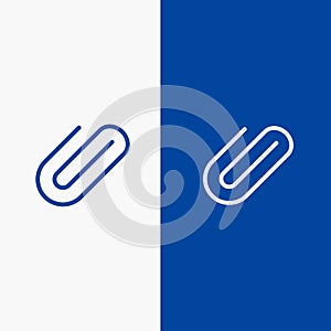 Attachment, Binder, Clip, Paper Line and Glyph Solid icon Blue banner Line and Glyph Solid icon Blue banner