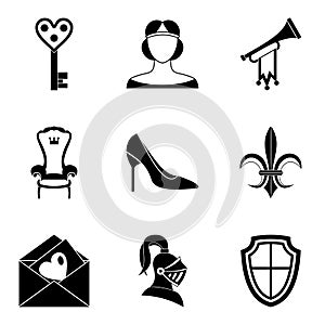 Attachment icons set, simple style