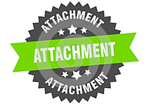 attachment sign. attachment round isolated ribbon label.