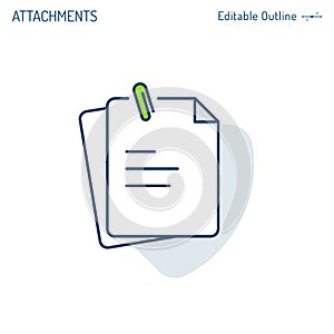 Attachments icon, paper clip, notes, document icon, notepad, clipboard, Corporate Business office files, Editable stroke