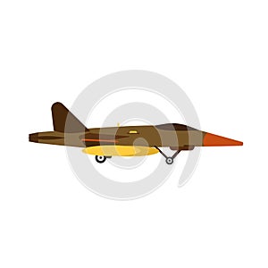 Attack aircraft military vector air aviation jet. Army war plane fighter force side view. Fly missile transport warfare icon