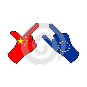 attack china peaceful eu hand gesture colored icon. Elements of flag illustration icon. Signs and symbols can be used for web,