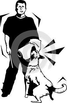 Attack Dog Training Vector Illustration