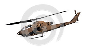 Attack helicopter side view isolated