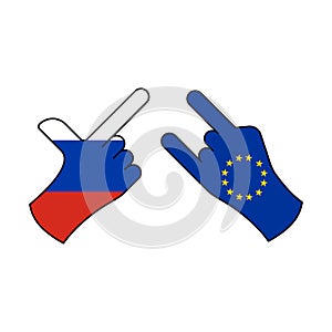 attack russia peaceful eu hand gesture colored icon. Elements of flag illustration icon. Signs and symbols can be used for web,
