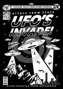 Attack From Space - Ufo\'s Invade - Flying Saucers Poster Art photo