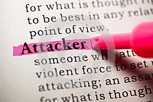 Definition of the word attacker photo
