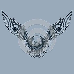 Attacking eagle, tattoo style