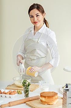 Attactive Asian girl working at the cafe, restaurants