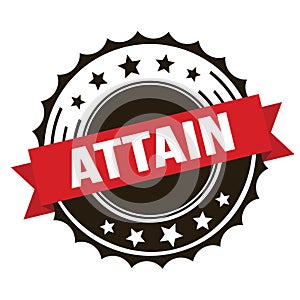 ATTAIN text on red brown ribbon stamp
