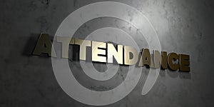 Attendance - Gold text on black background - 3D rendered royalty free stock picture