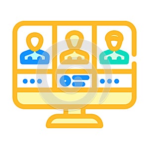 attendee networking color icon vector illustration