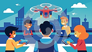 Attendees of all ages marvel at a group of middle schoolers impressive drone racing course they created using advanced photo