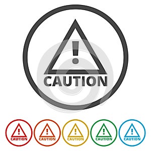 Attention caution sign icon. Exclamation mark. Hazard warning symbol