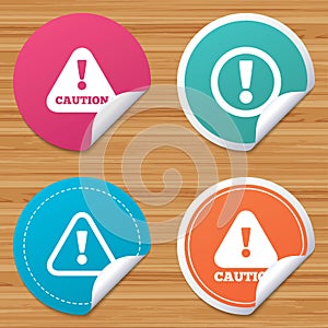 Attention caution signs. Hazard warning icons.