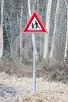 Attention children roadsign