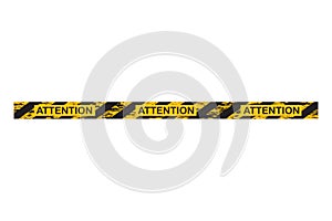 Attention construction or police stop line. Yellow Warning Tape. Vector illustration.