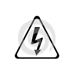 Attention danger of electric shock black element. Caution high voltage. Warning sign. Pictogram for web page, mobile app