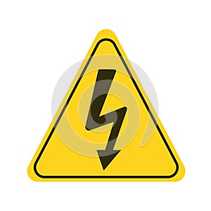 Attention danger of electric shock yellow element. Caution high voltage. Warning sign. Pictogram for web page, mobile app, promo.