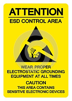 Attention ESD Control Area Symbol Sign, Vector Illustration, Isolated On White Background Label .EPS10