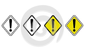 Attention Exclamation Mark Icons in Square Shape Representing Warning and Alert