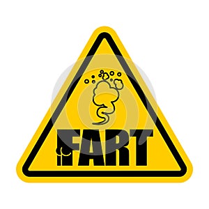 Attention Fart. Caution Farting. Yellow triangle road sign