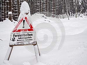 Attention forestry work warning sign