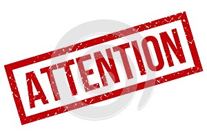 Attention Grunge Rubber Stamp, Vector Illustration