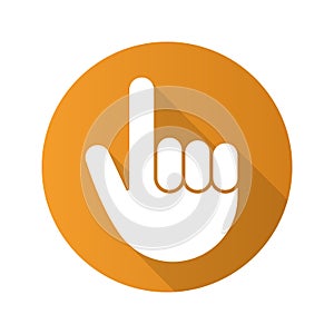 Attention hand gesture. Flat design long shadow icon photo
