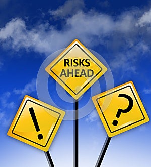 Attention high Risks ahead sign photo