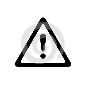 Attention icon. Warning caution board. Black warn exclamation mark in triangle. Problem message on banner. Sign alert