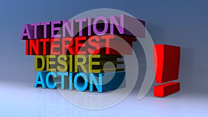 Attention interest desire action on blue